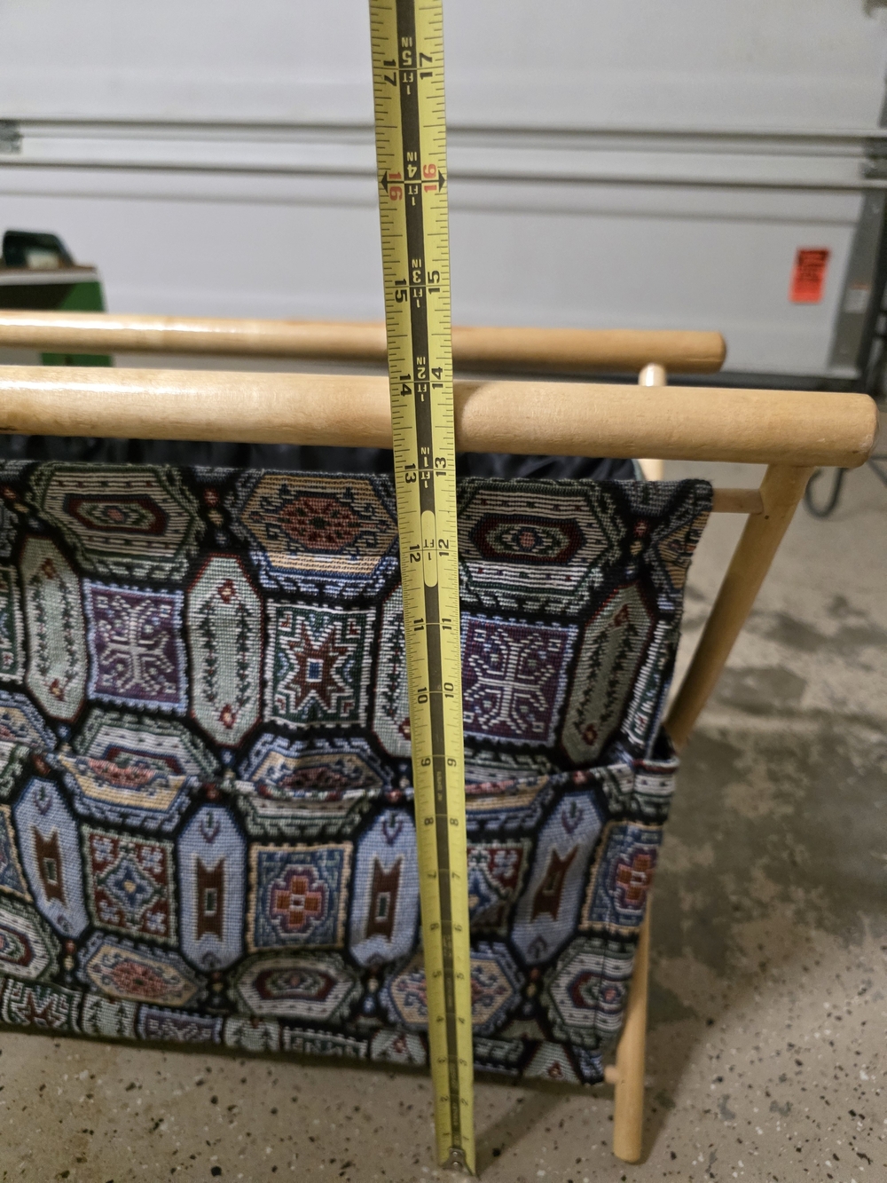 Wood Frame Magazine Rack with Blue Patterned Fabric - Picture 6 of 6